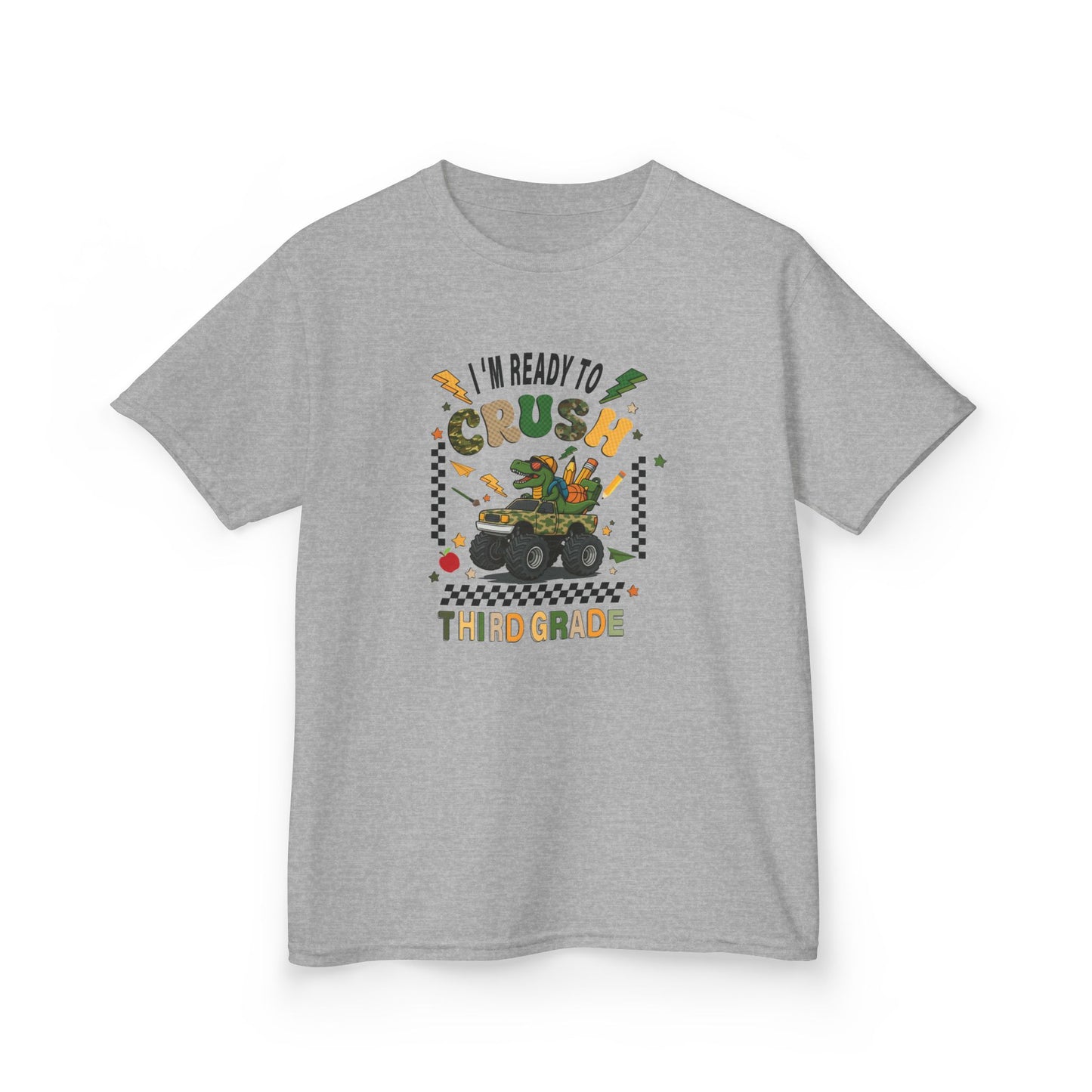 Kids Tee — “Ready to Crush Third Grade” Monster Truck Back-to-School Shirt