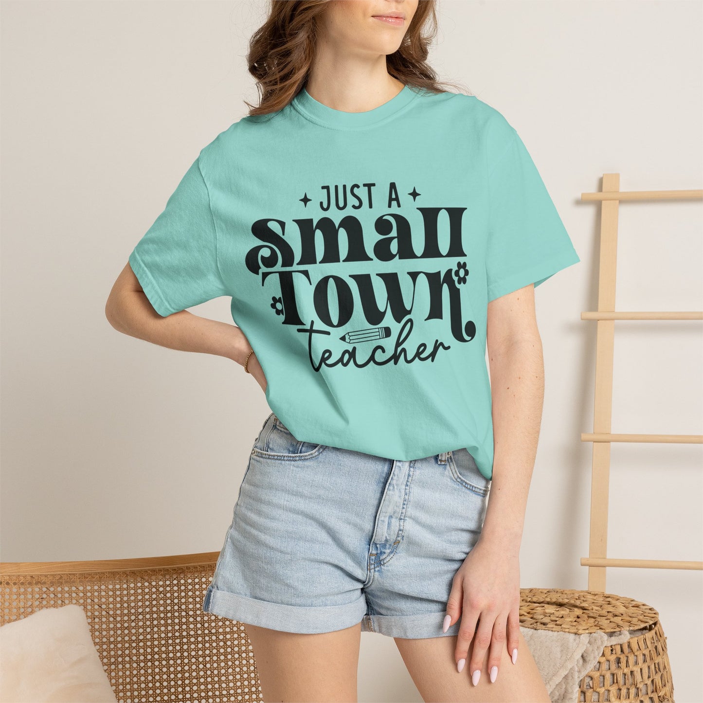 Just a Small Town Teacher T-Shirt — Retro Script Teacher Gift