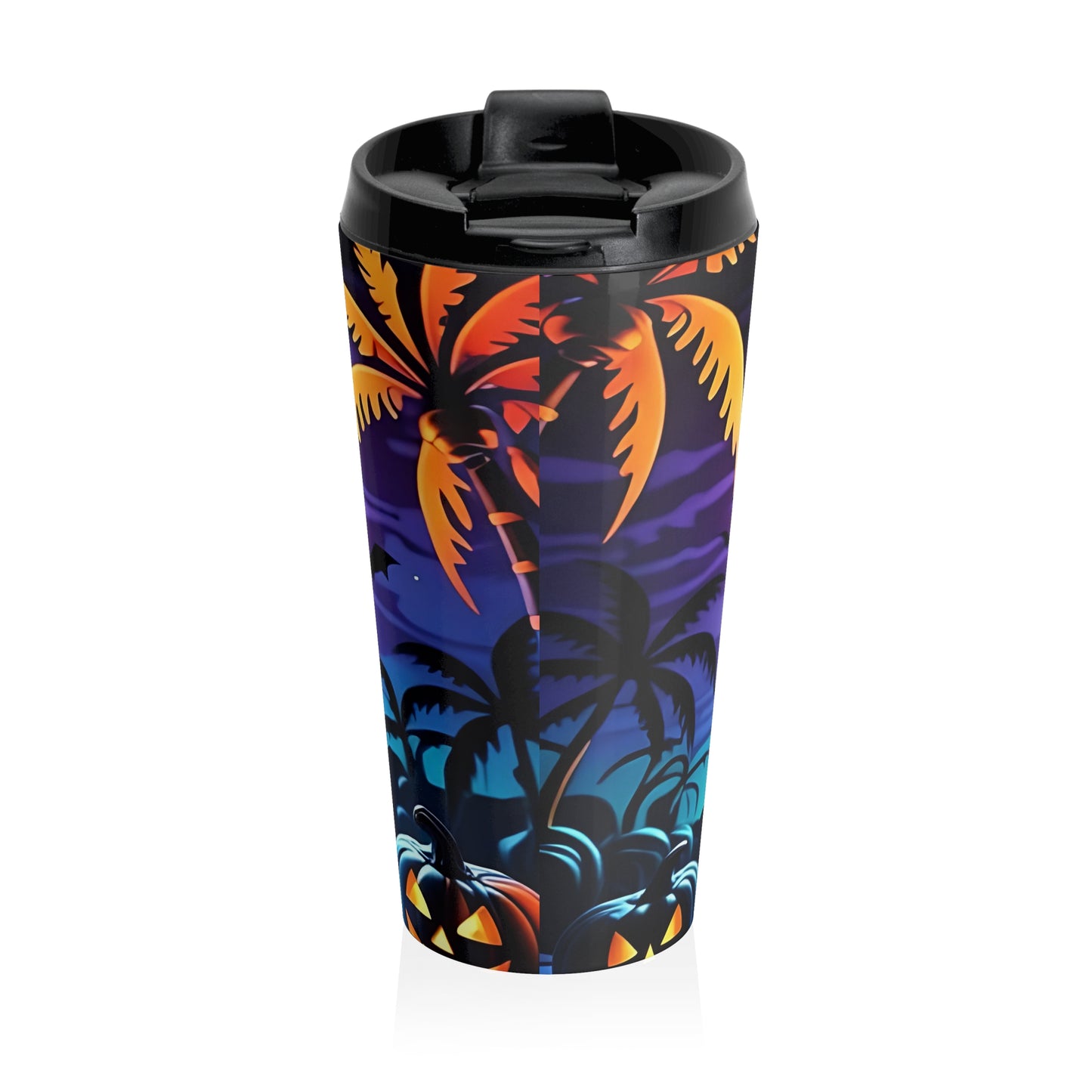 Halloween Pumpkin Travel Mug — Spooky Sunset Stainless Steel Tumbler