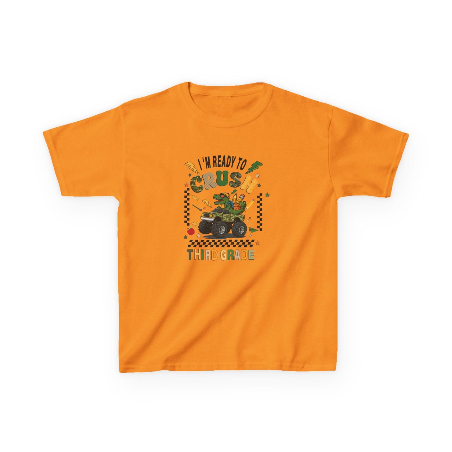 Kids Tee — “Ready to Crush Third Grade” Monster Truck Back-to-School Shirt