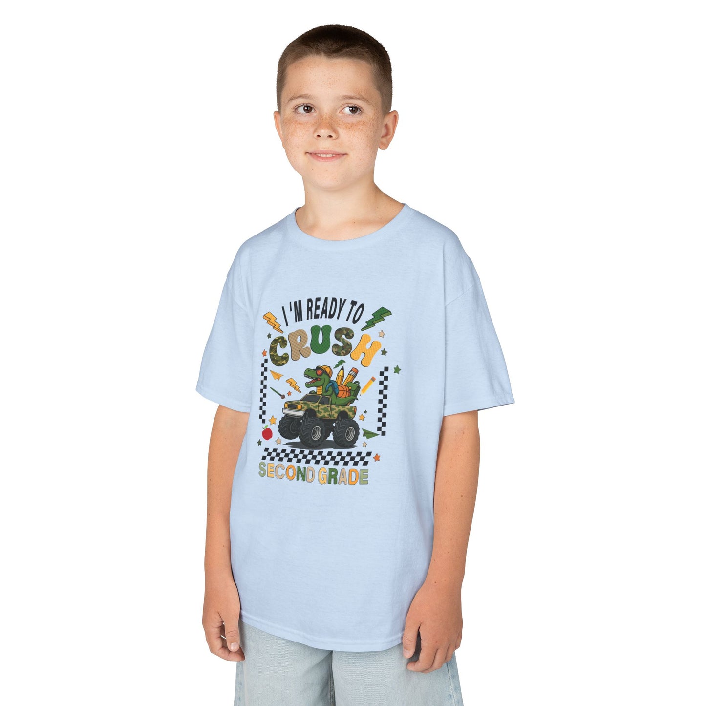 Kids Tee — "I'm Ready to Crush Second Grade" Monster Truck Back-to-School Shirt