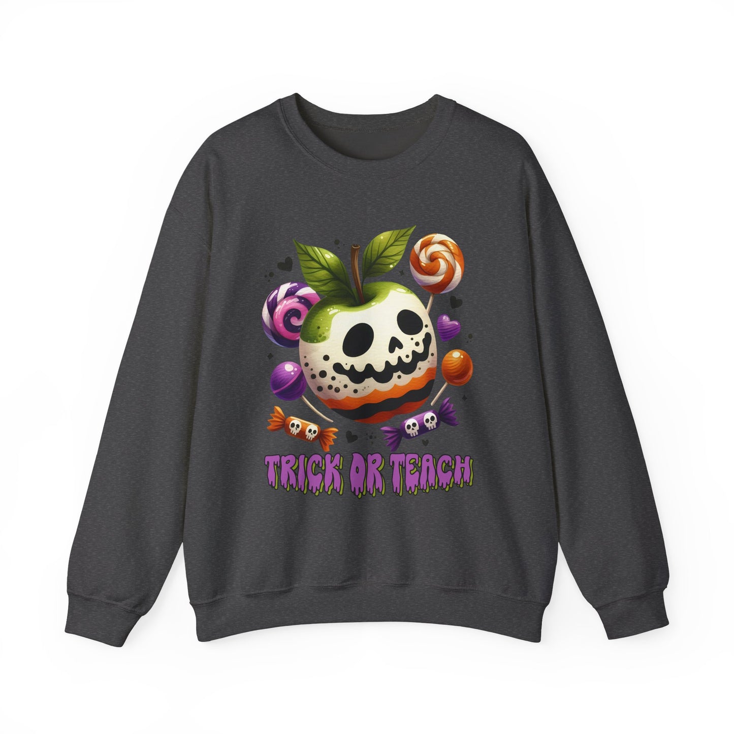Trick or Teach Teacher Sweatshirt — Candy Apple “Trick or Treat” Crewneck