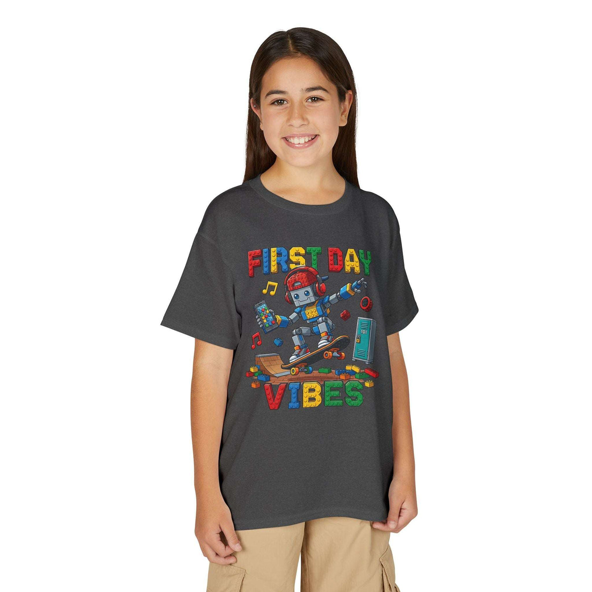 "First Day Vibes" Skateboard Robot Youth Tee
