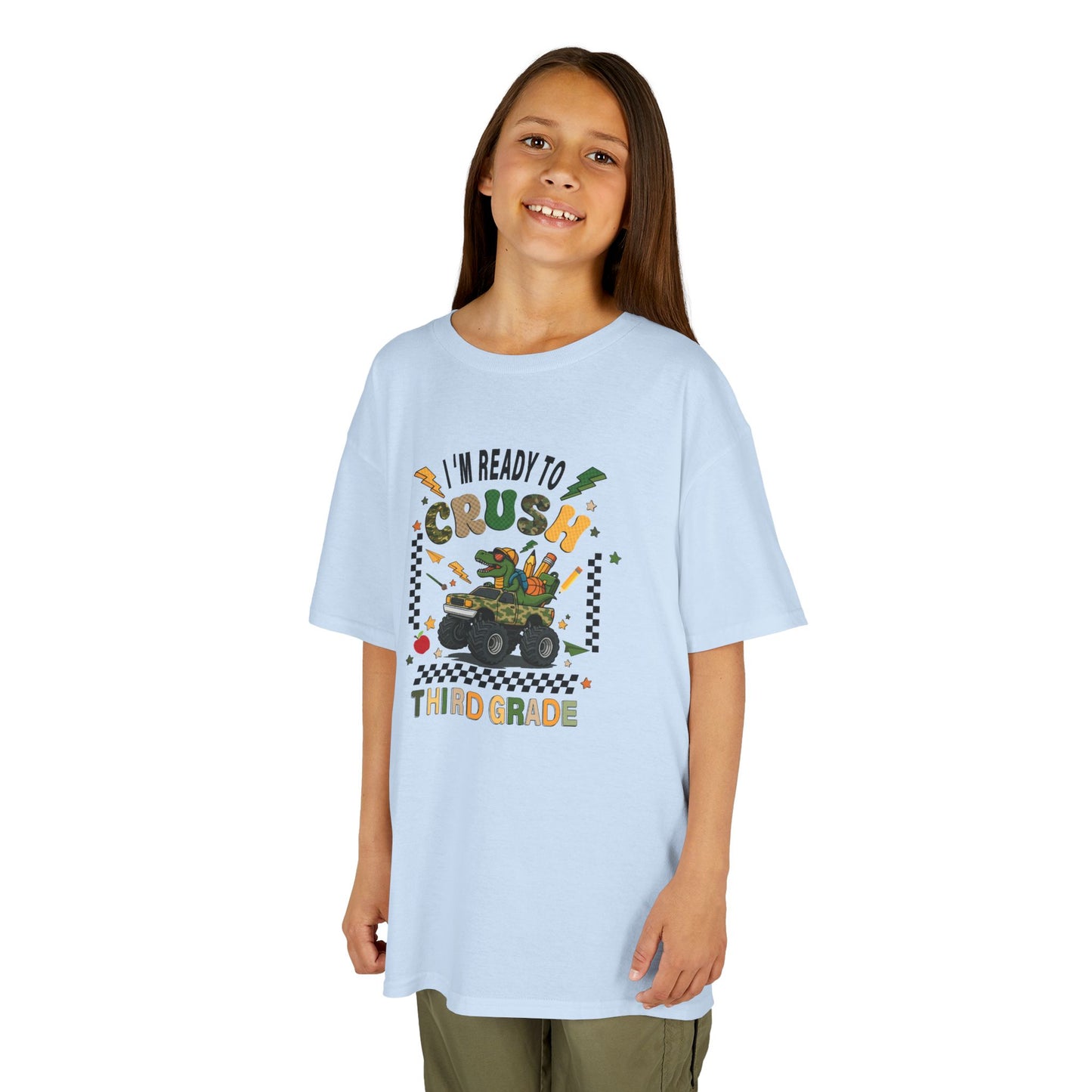 Kids Tee — “Ready to Crush Third Grade” Monster Truck Back-to-School Shirt