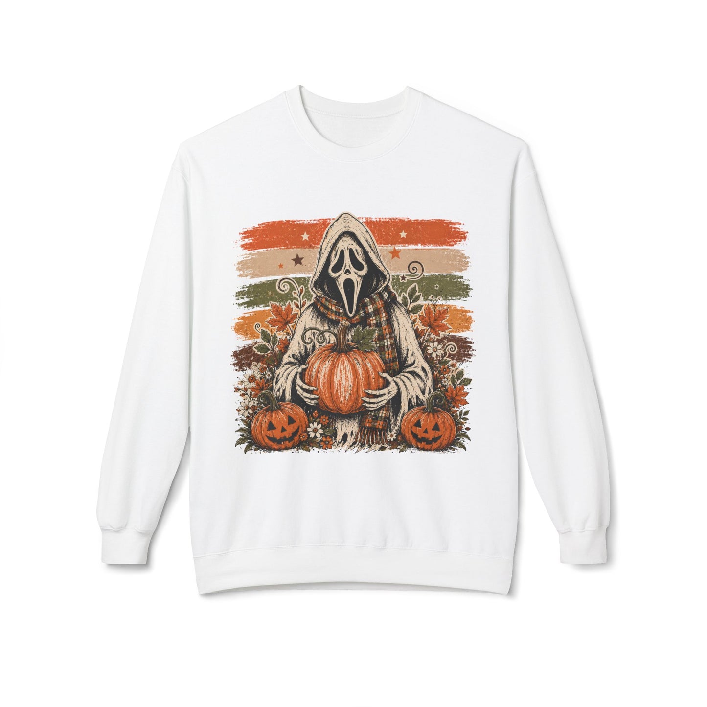Halloween Scream Mask Crewneck Sweatshirt — Pumpkin & Jack-O'-Lantern Fall Graphic