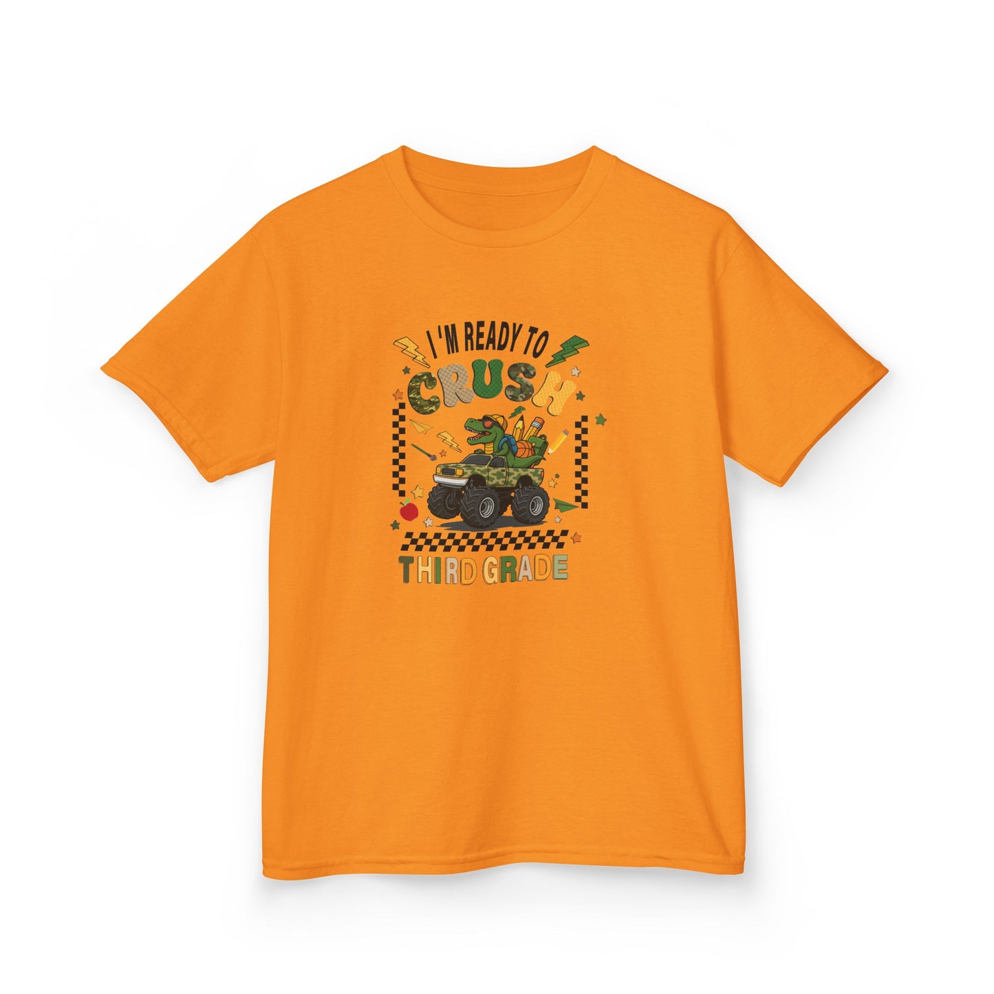 Kids Tee — “Ready to Crush Third Grade” Monster Truck Back-to-School Shirt