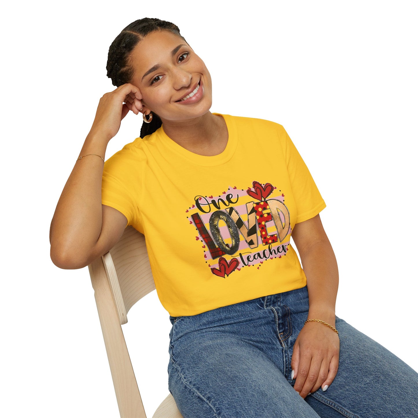 One Loved Teacher T-Shirt — Cute Plaid & Hearts Teacher Appreciation Tee