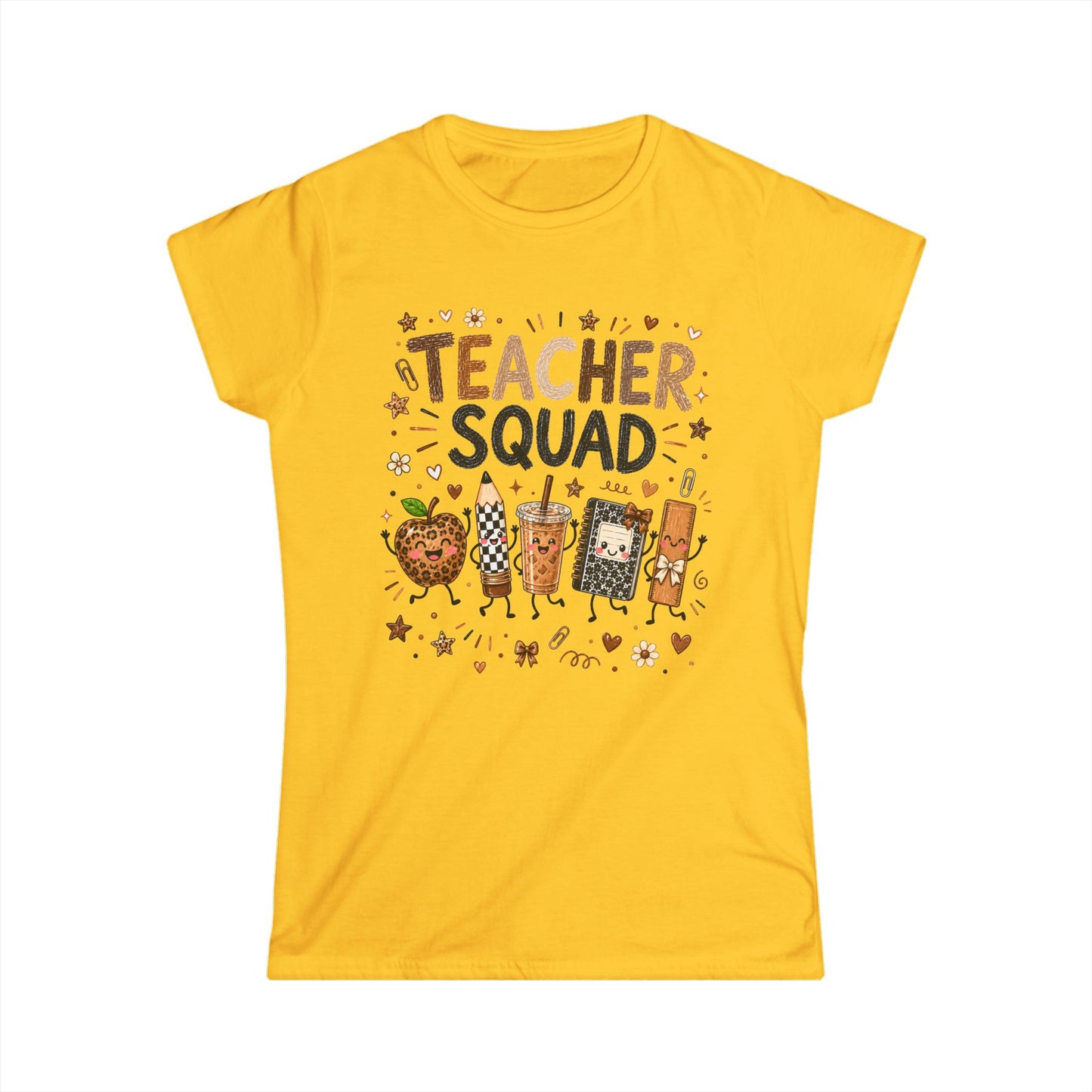 Teacher Squad T-Shirt — Cute School Supplies Graphic Tee for Female Teachers