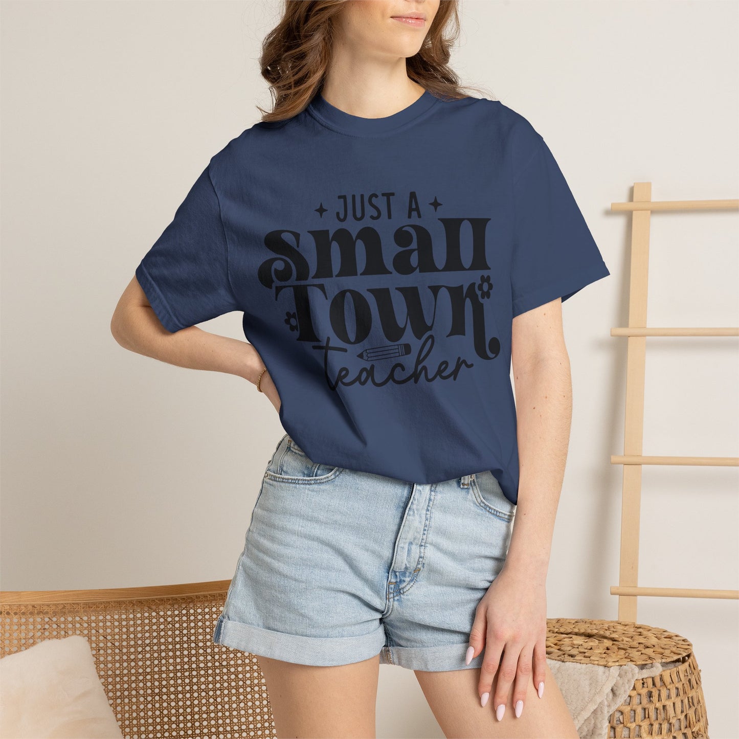 Just a Small Town Teacher T-Shirt — Retro Script Teacher Gift