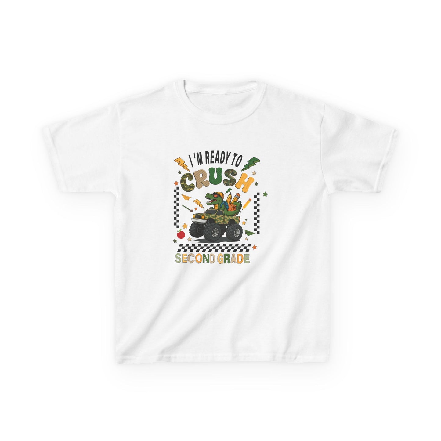 Kids Tee — "I'm Ready to Crush Second Grade" Monster Truck Back-to-School Shirt