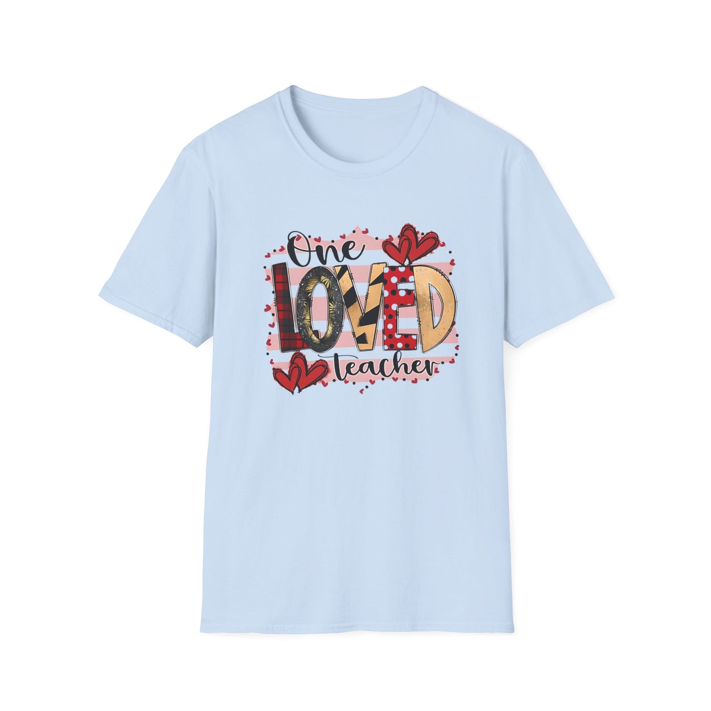 One Loved Teacher T-Shirt — Cute Plaid & Hearts Teacher Appreciation Tee
