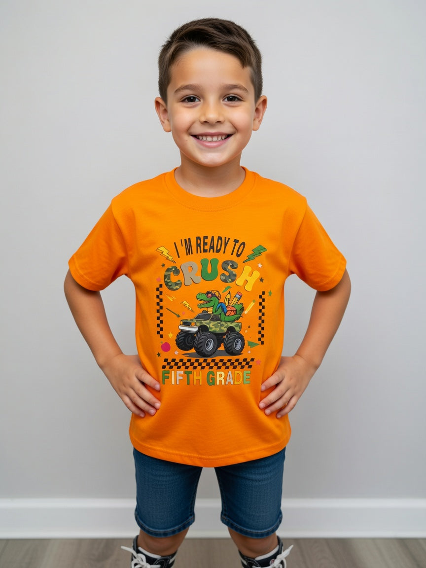 Kids 'I'm Ready to Crush Fifth Grade' T-Shirt — Back-to-School Monster Truck Tee