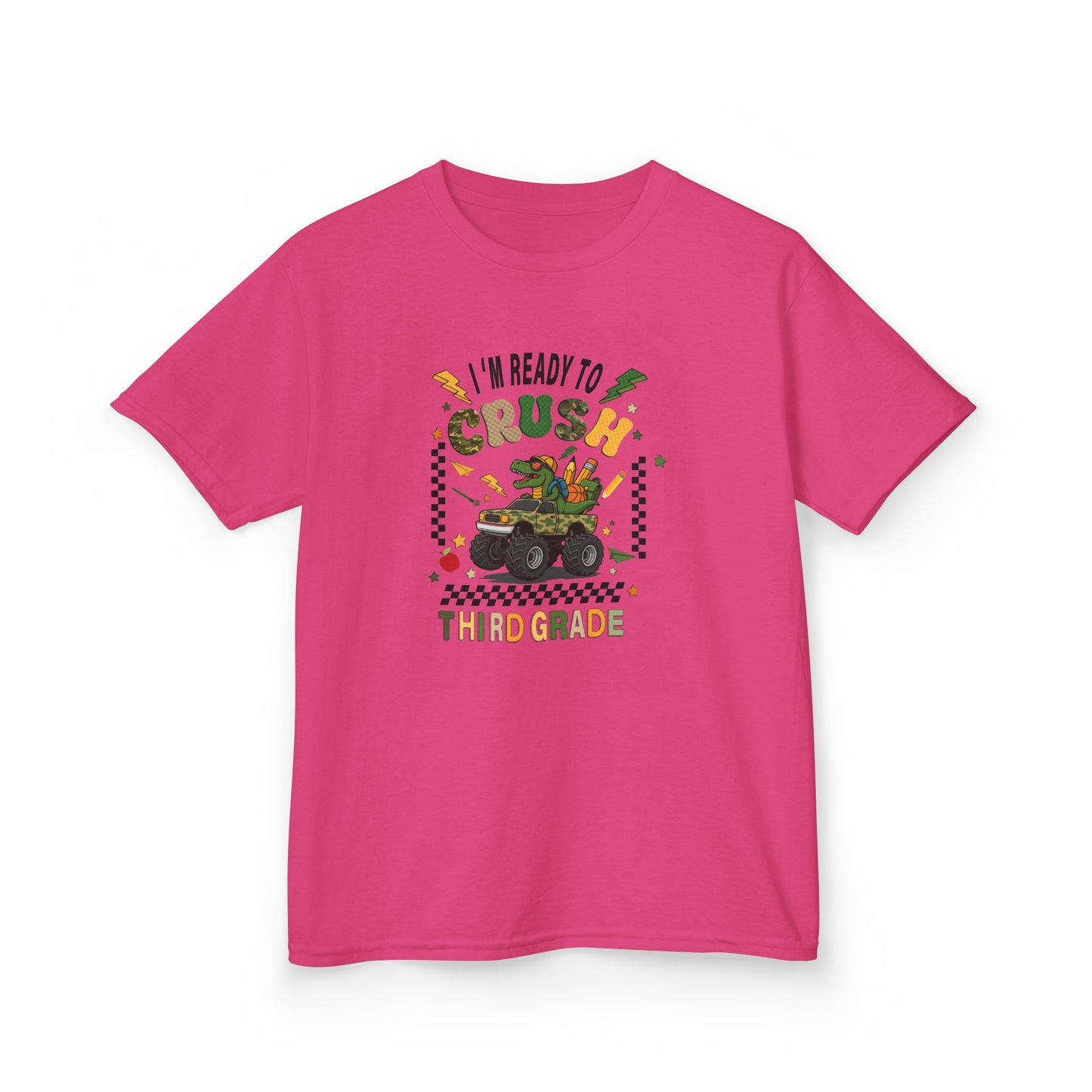 Kids Tee — “Ready to Crush Third Grade” Monster Truck Back-to-School Shirt