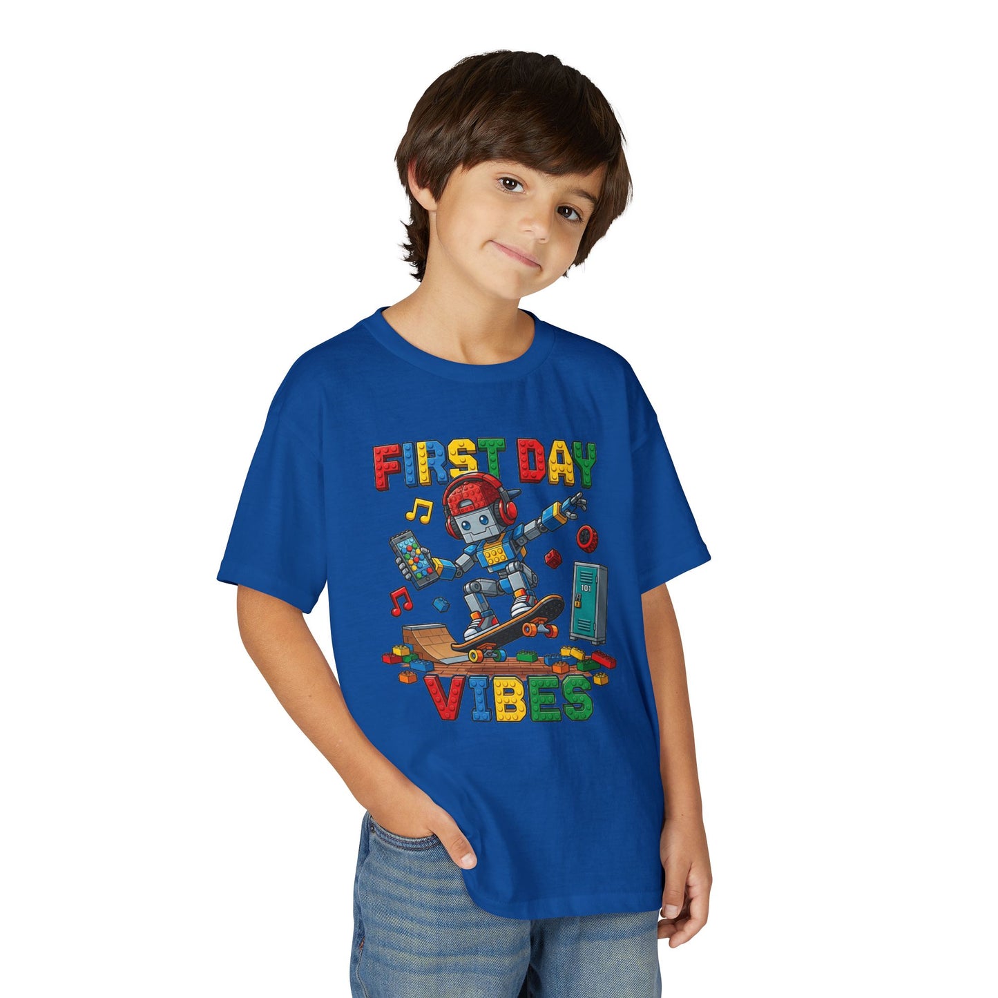 "First Day Vibes" Skateboard Robot Youth Tee