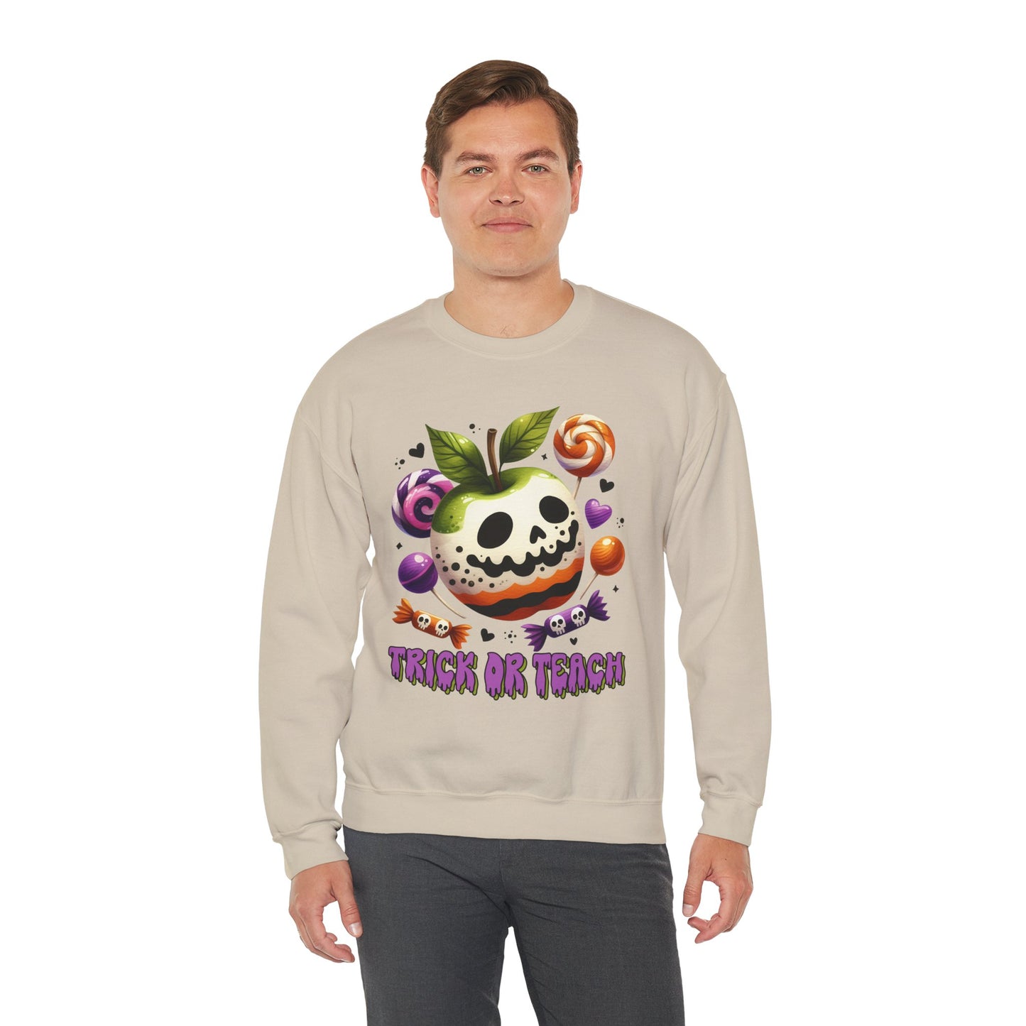 Trick or Teach Teacher Sweatshirt — Candy Apple “Trick or Treat” Crewneck