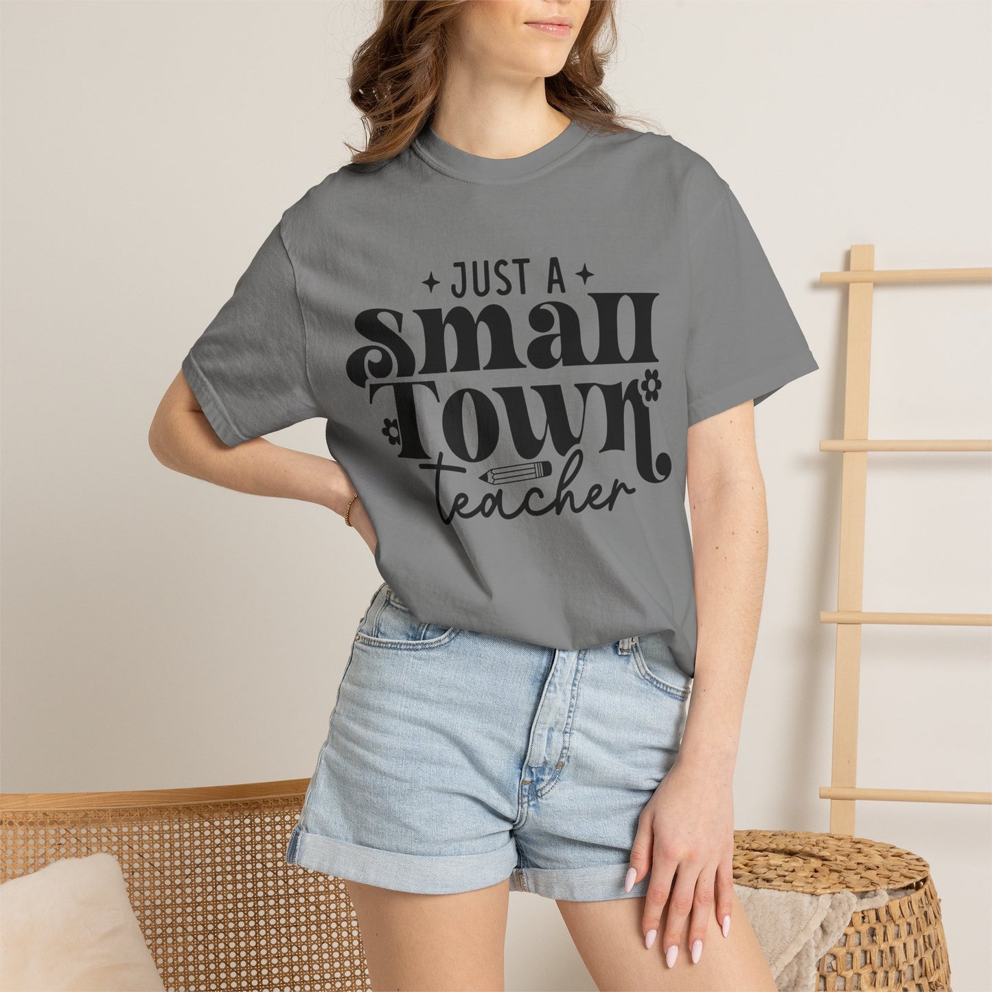 Just a Small Town Teacher T-Shirt — Retro Script Teacher Gift