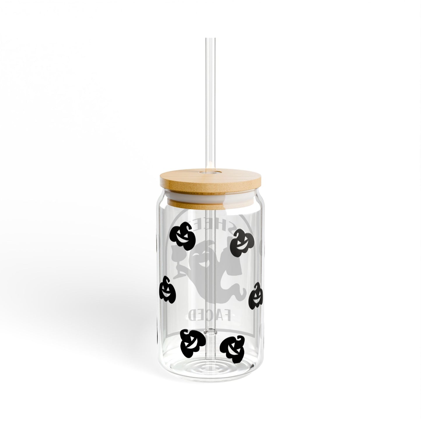 Halloween 'Sheet Faced' Sipper Glass - 16oz Funny Ghost Pumpkin Straw Cup