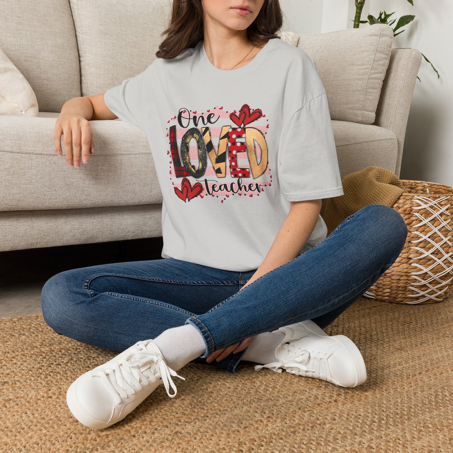 One Loved Teacher T-Shirt — Cute Plaid & Hearts Teacher Appreciation Tee