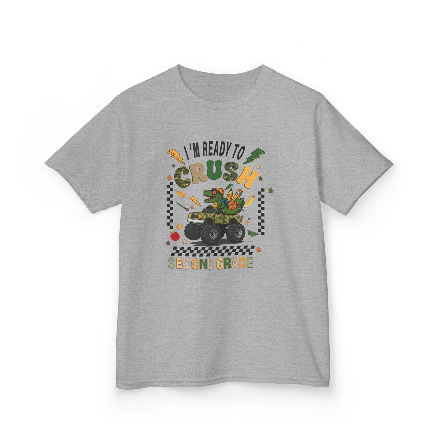 Kids Tee — "I'm Ready to Crush Second Grade" Monster Truck Back-to-School Shirt