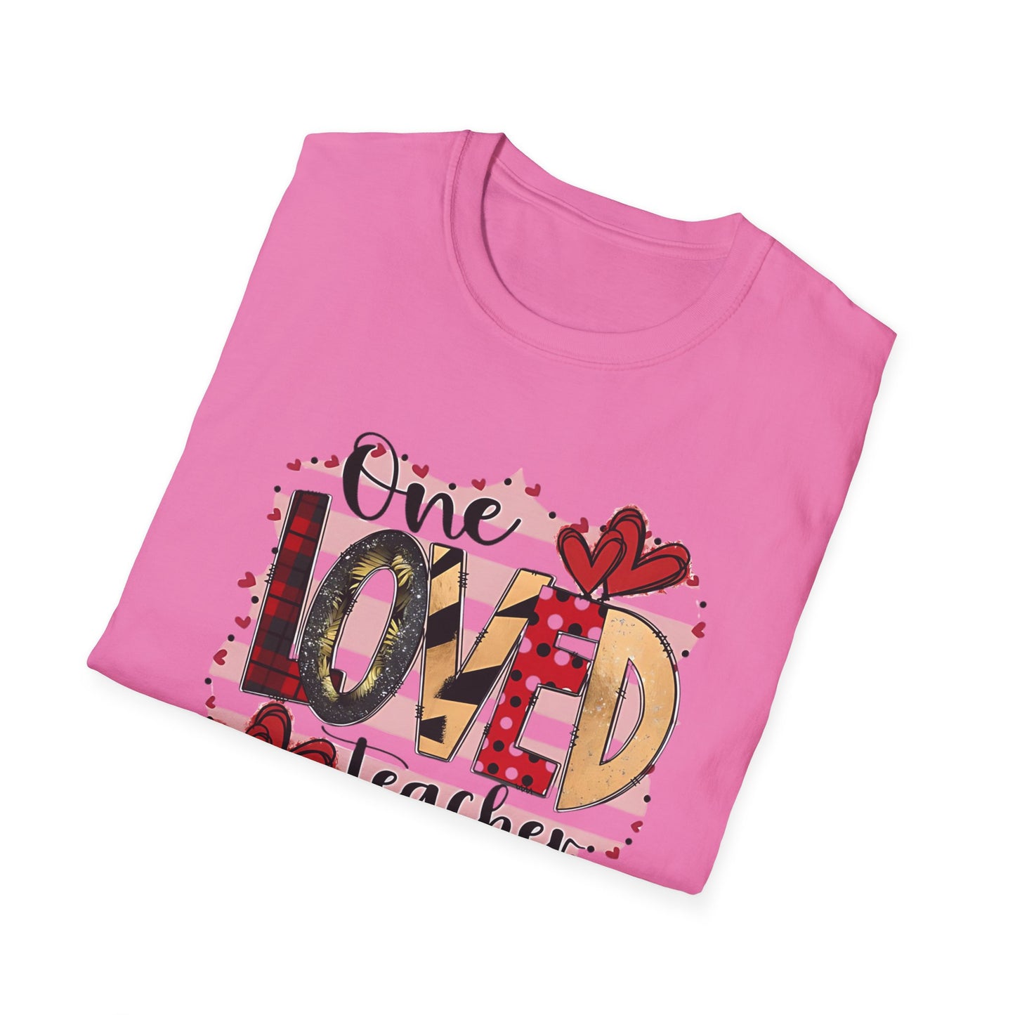 One Loved Teacher T-Shirt — Cute Plaid & Hearts Teacher Appreciation Tee