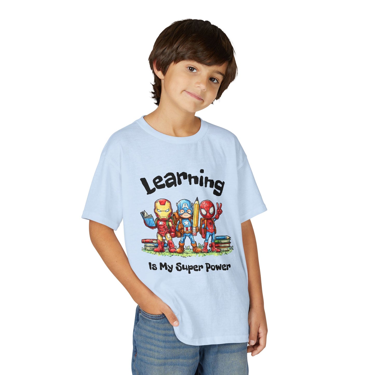 "Learning Is My Super Power" Youth Graphic Tee (Heroes Design)