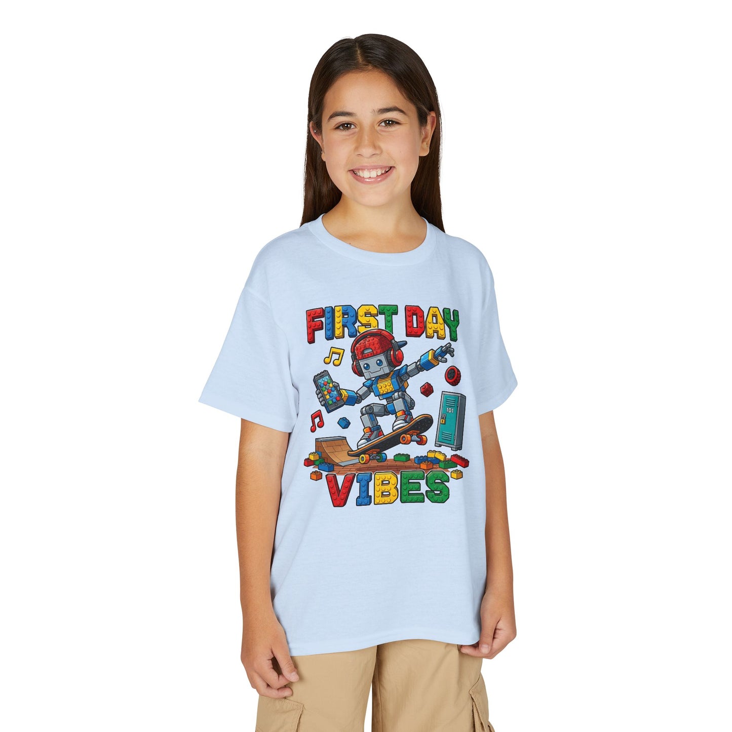 "First Day Vibes" Skateboard Robot Youth Tee