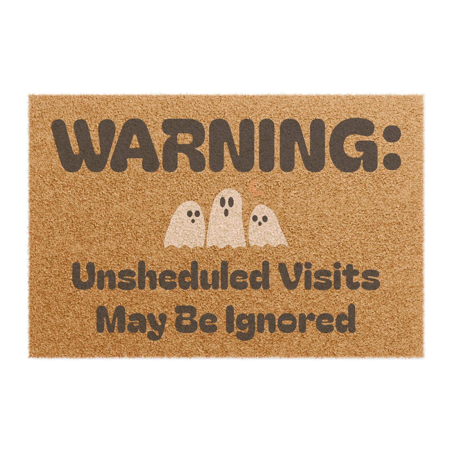 Doormat - "WARNING: Unscheduled Visits May Be Ignored" Halloween Ghost Welcome Mat