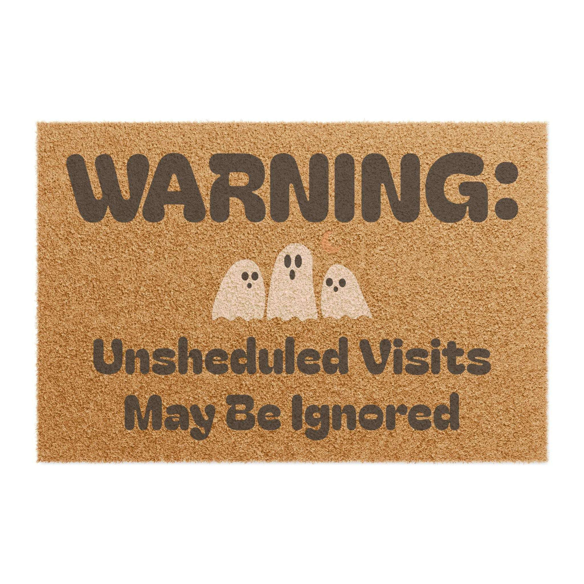 Doormat - "WARNING: Unscheduled Visits May Be Ignored" Halloween Ghost Welcome Mat