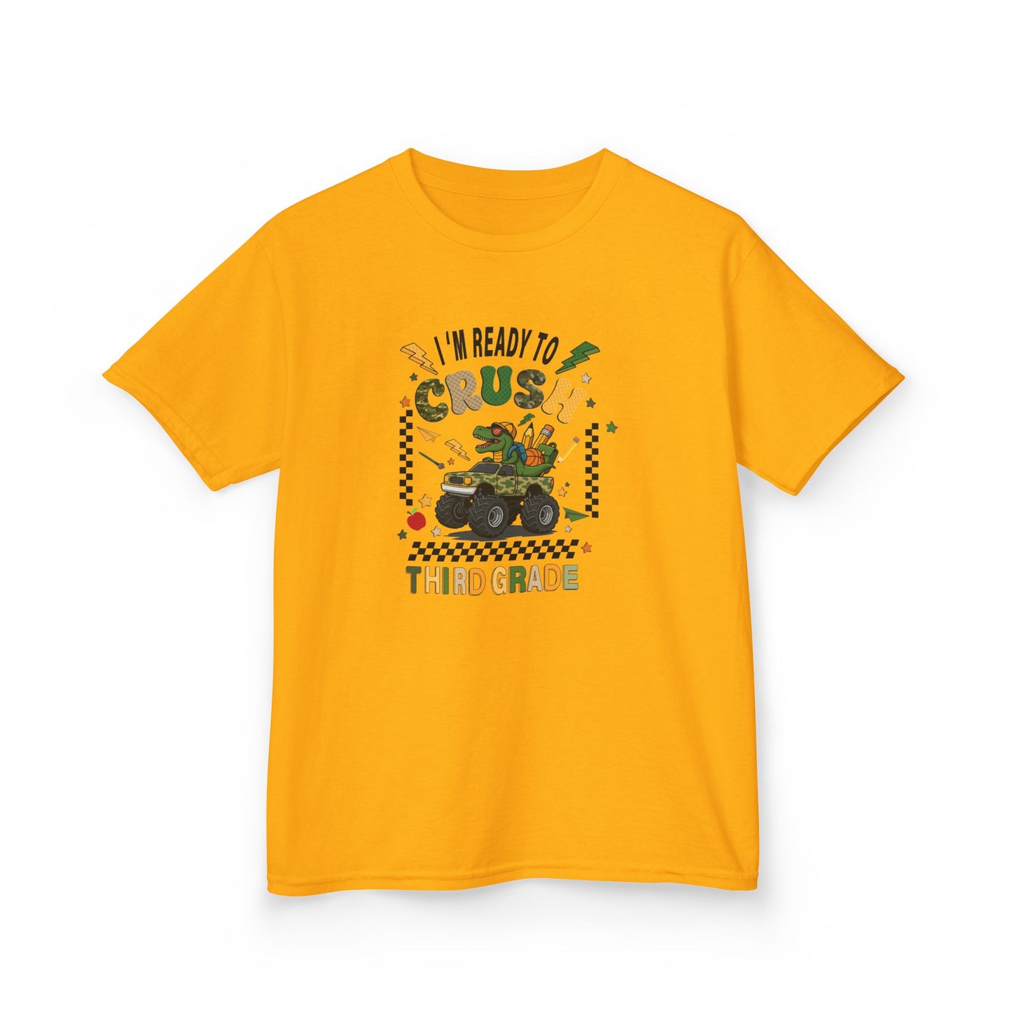Kids Tee — “Ready to Crush Third Grade” Monster Truck Back-to-School Shirt