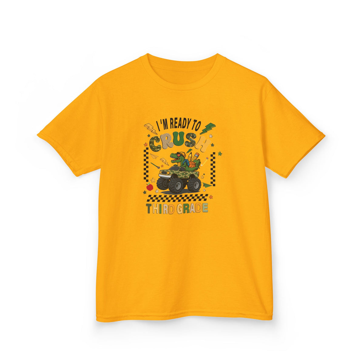 Kids Tee — “Ready to Crush Third Grade” Monster Truck Back-to-School Shirt