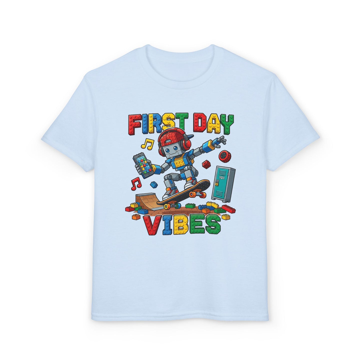 "First Day Vibes" Skateboard Robot Youth Tee