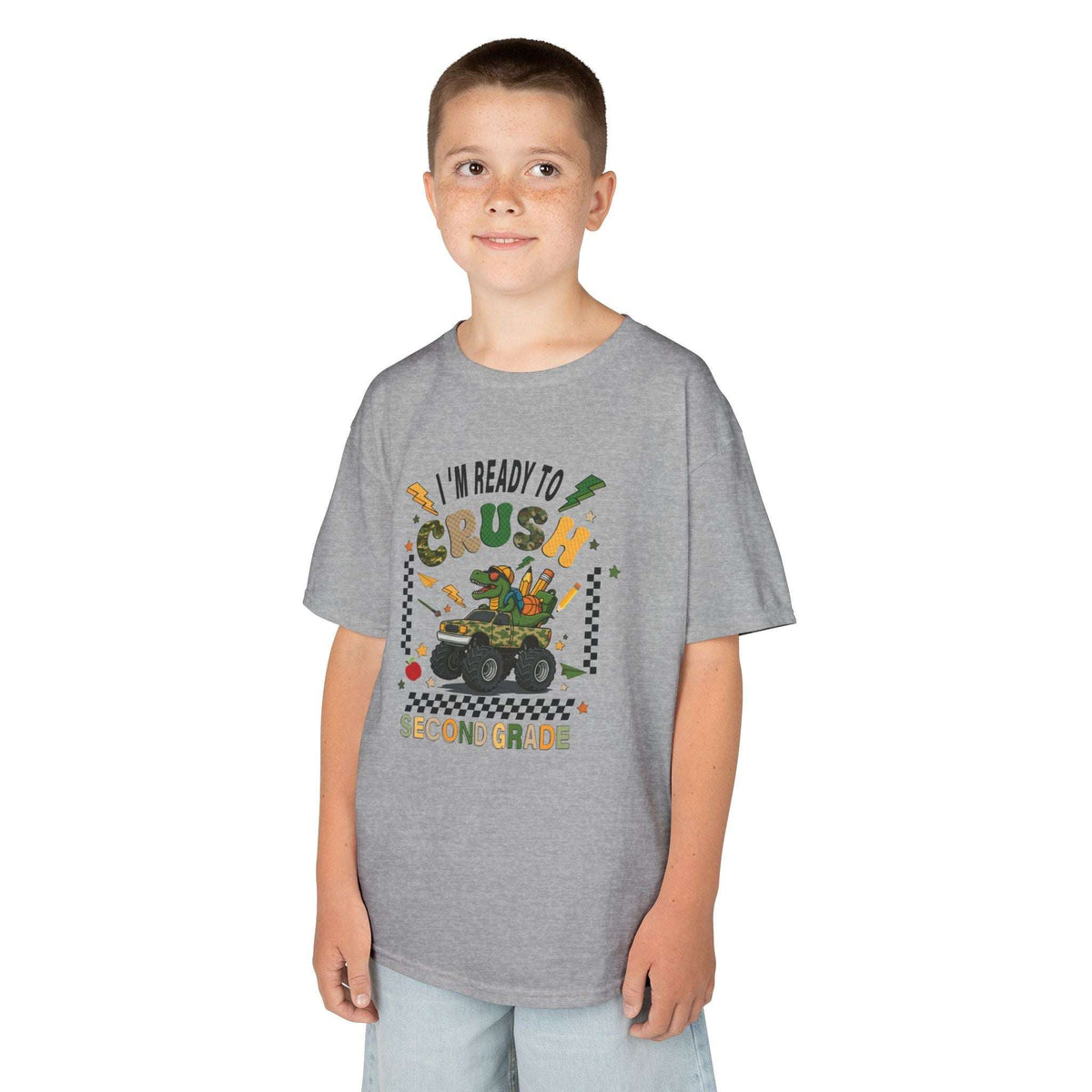 Kids Tee — "I'm Ready to Crush Second Grade" Monster Truck Back-to-School Shirt