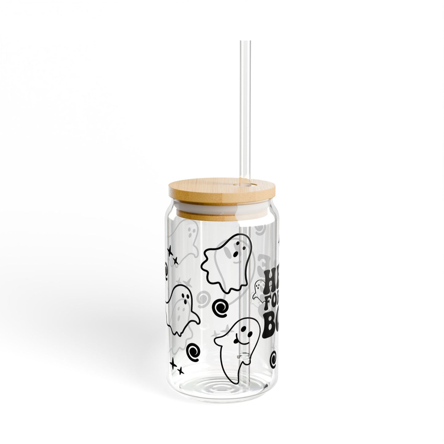 Here for the Boos Glass Sipper – 16oz Halloween Ghost Straw Cup