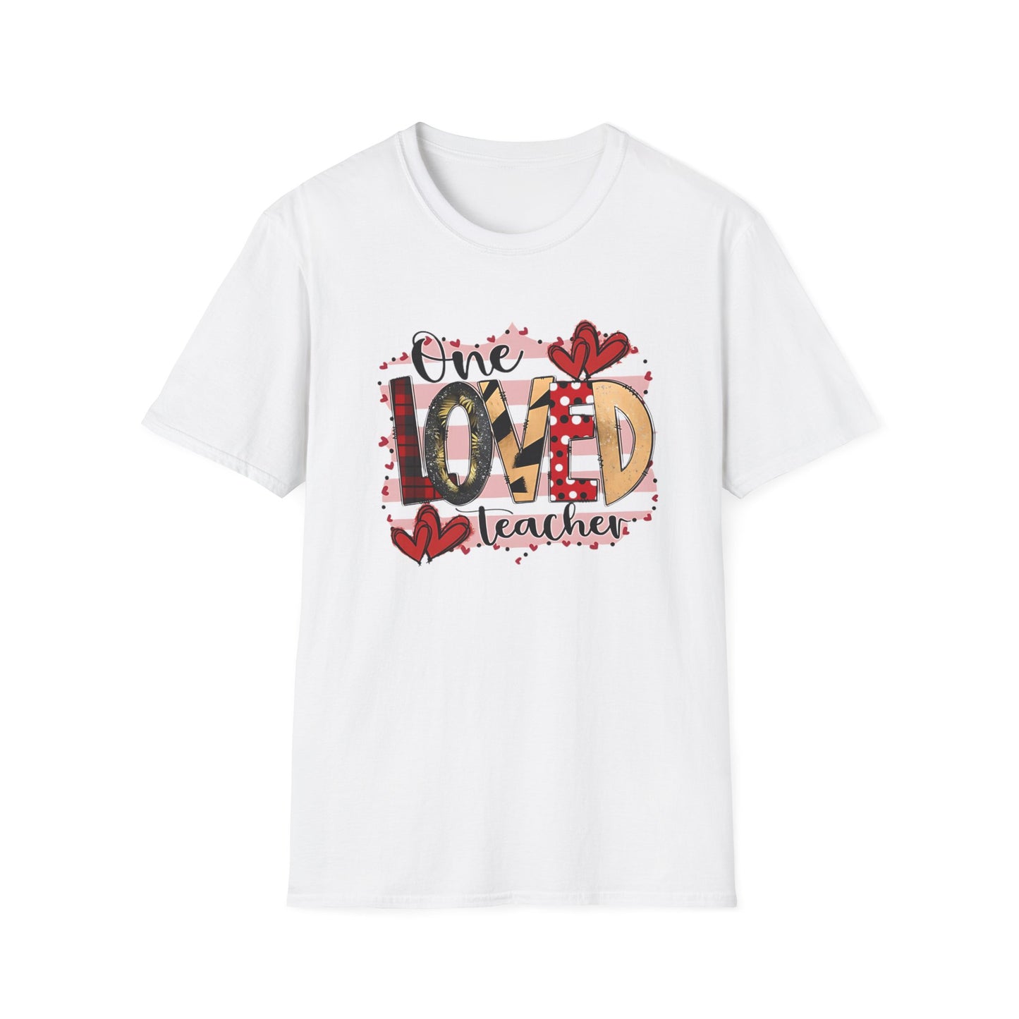 One Loved Teacher T-Shirt — Cute Plaid & Hearts Teacher Appreciation Tee