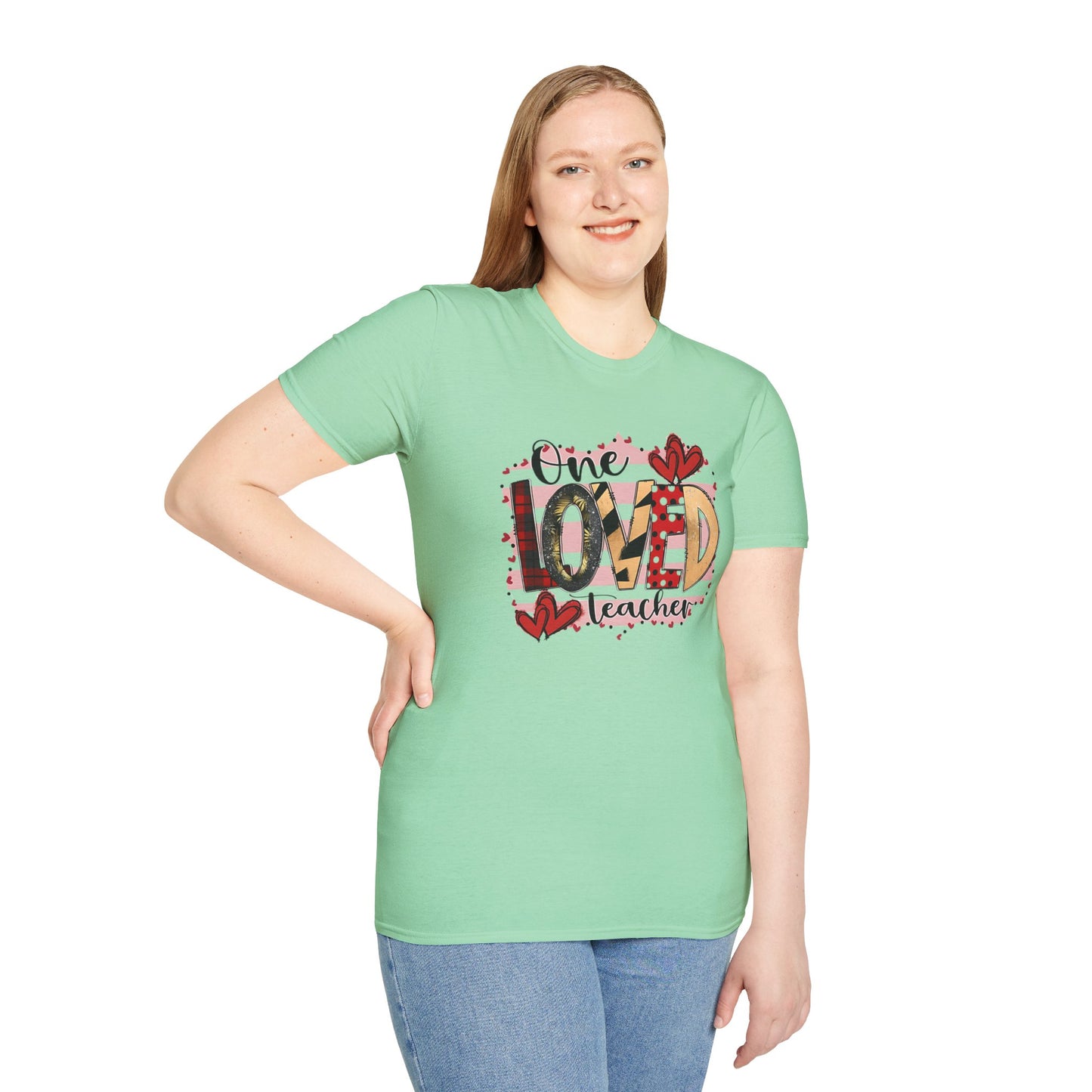 One Loved Teacher T-Shirt — Cute Plaid & Hearts Teacher Appreciation Tee