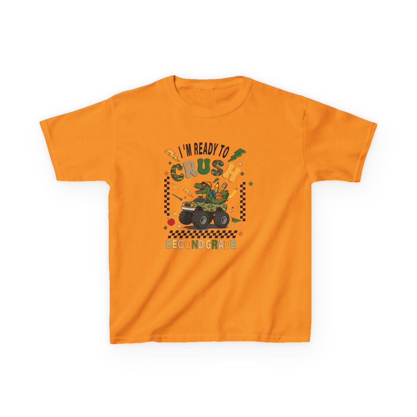 Kids Tee — "I'm Ready to Crush Second Grade" Monster Truck Back-to-School Shirt