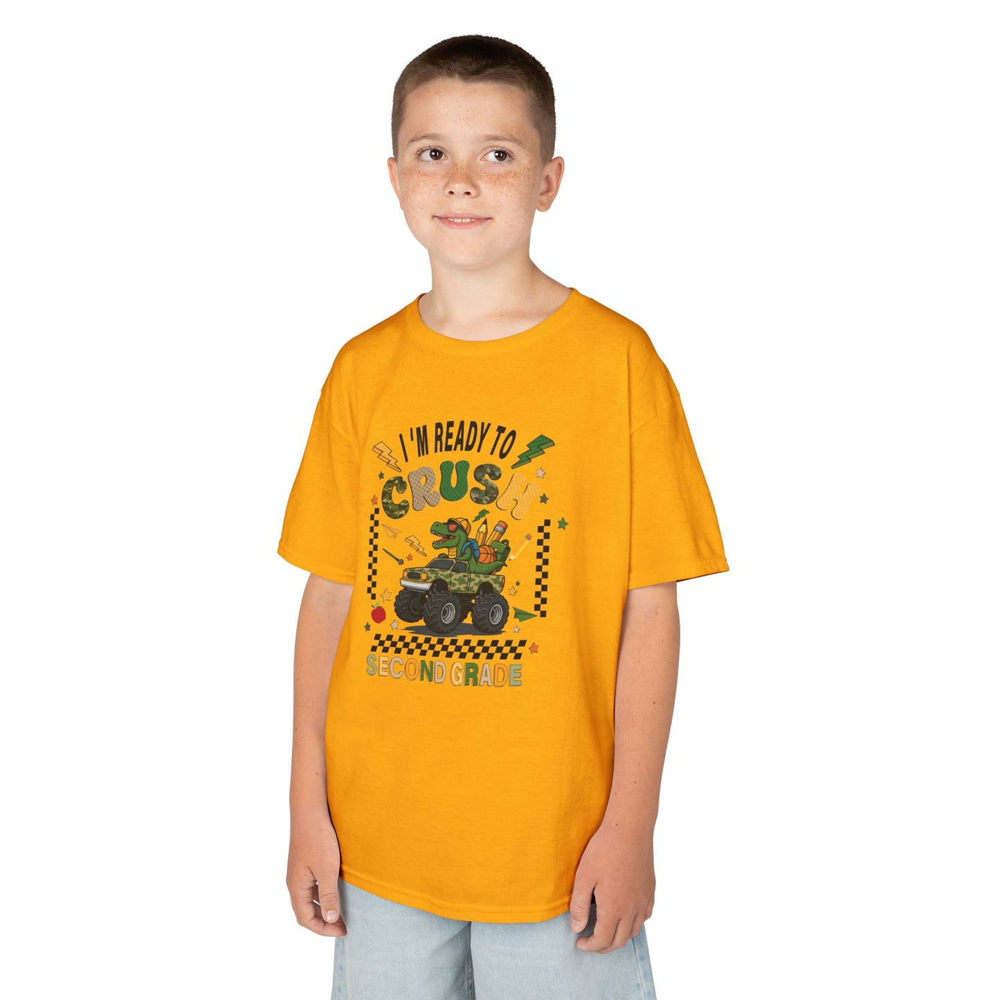 Kids Tee — "I'm Ready to Crush Second Grade" Monster Truck Back-to-School Shirt
