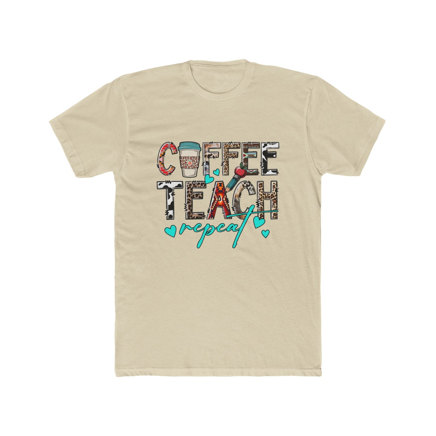 Coffee Teach Repeat Tee — Cute Teacher Coffee T‑Shirt