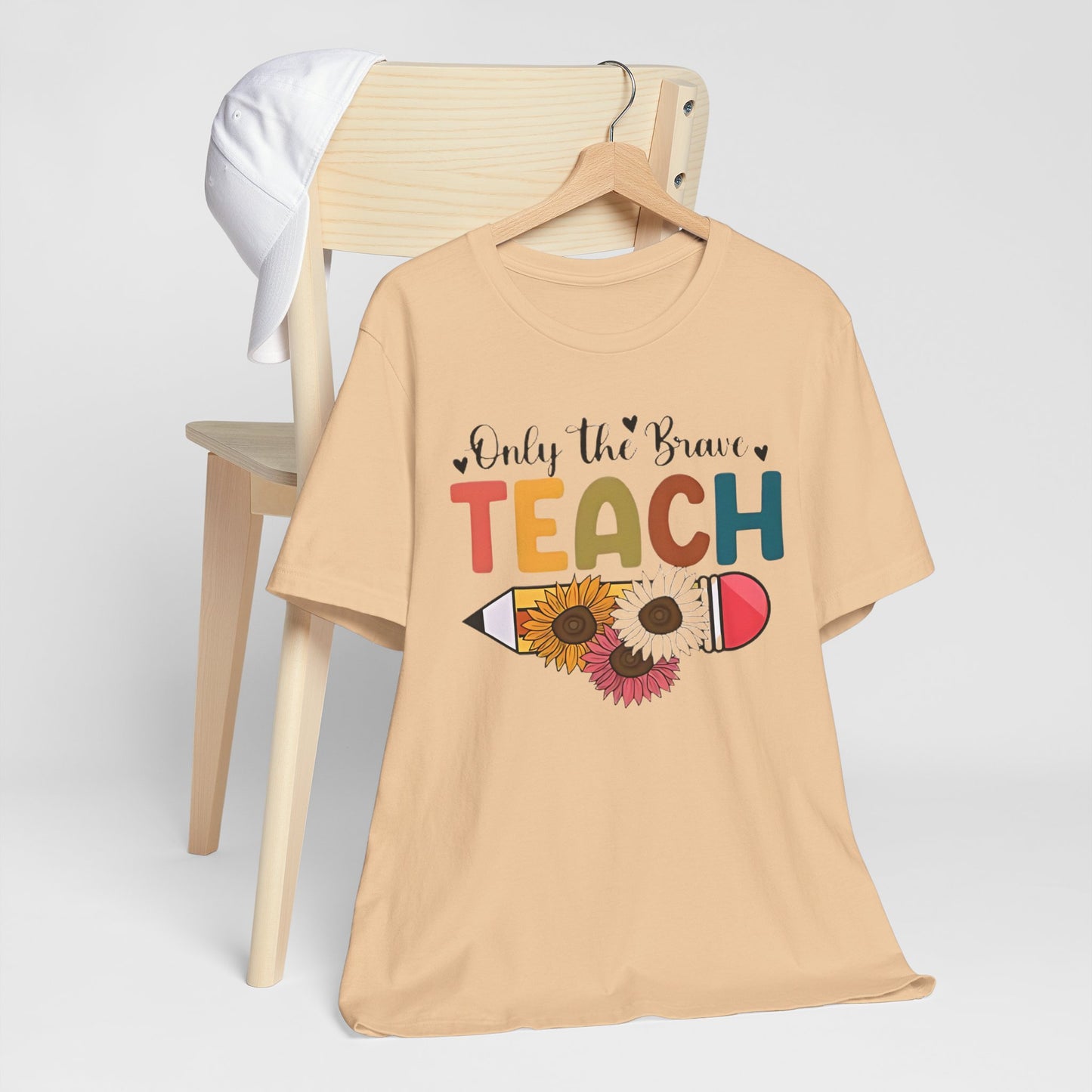 Teacher T-Shirt — "Only the Brave Teach" Floral Pencil Tee