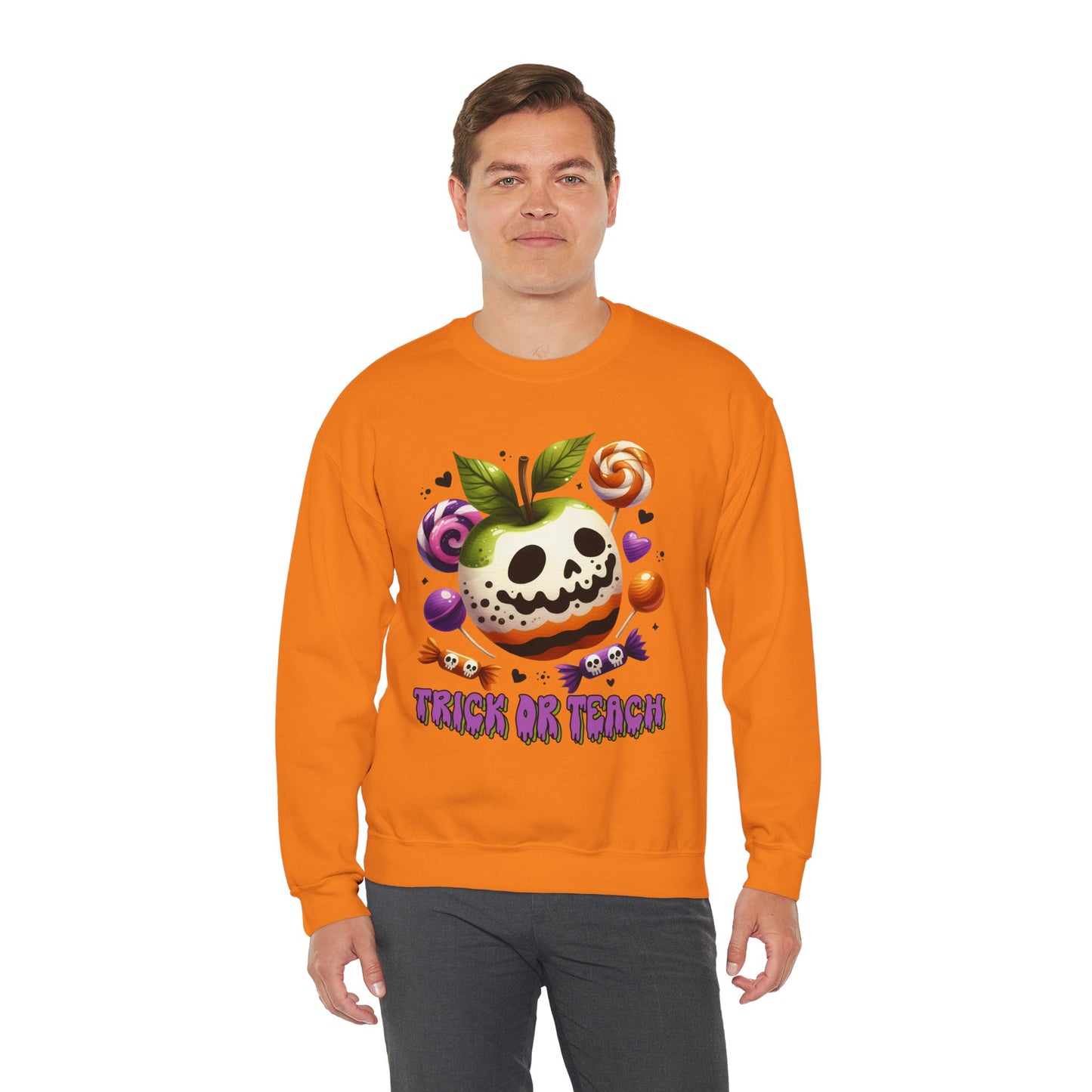 Trick or Teach Teacher Sweatshirt — Candy Apple “Trick or Treat” Crewneck