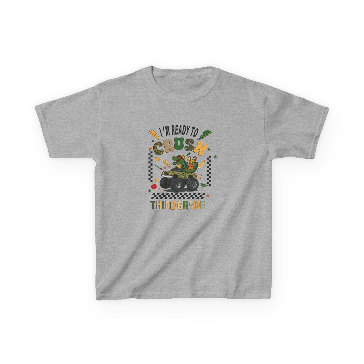 Kids Tee — “Ready to Crush Third Grade” Monster Truck Back-to-School Shirt