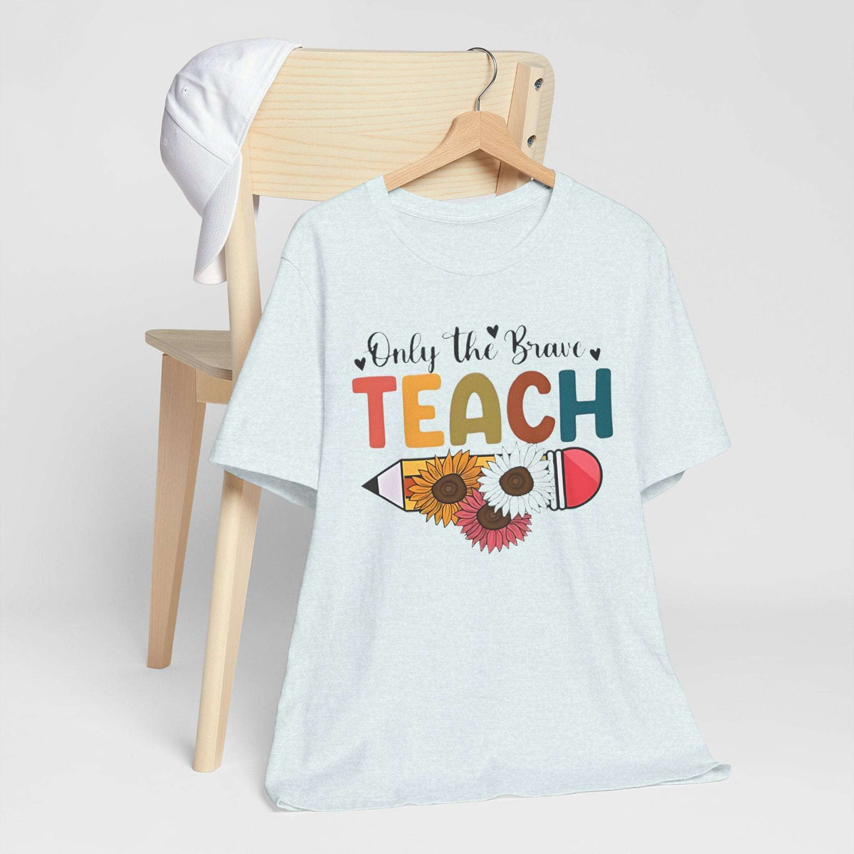 "Only the Brave Teach" Teacher T-shirt Floral Pencil Tee