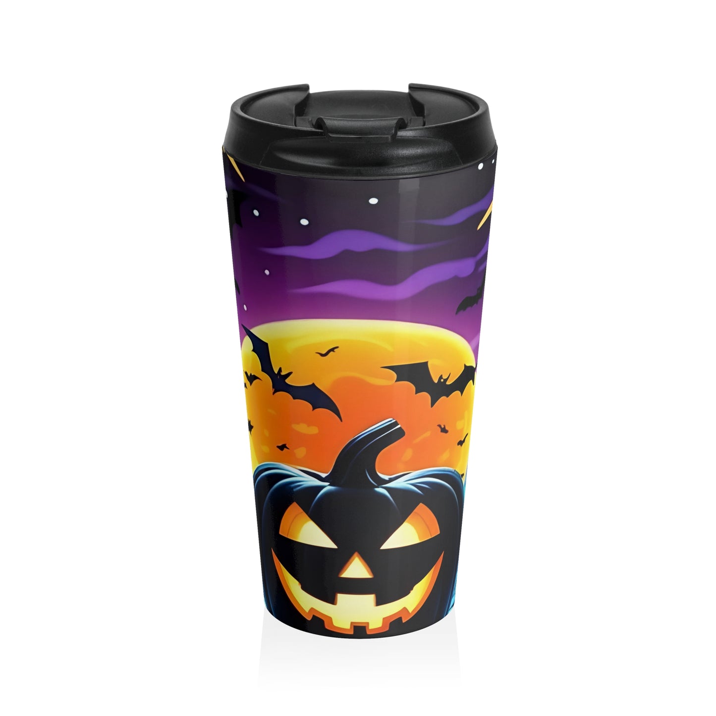Halloween Pumpkin Travel Mug — Spooky Sunset Stainless Steel Tumbler