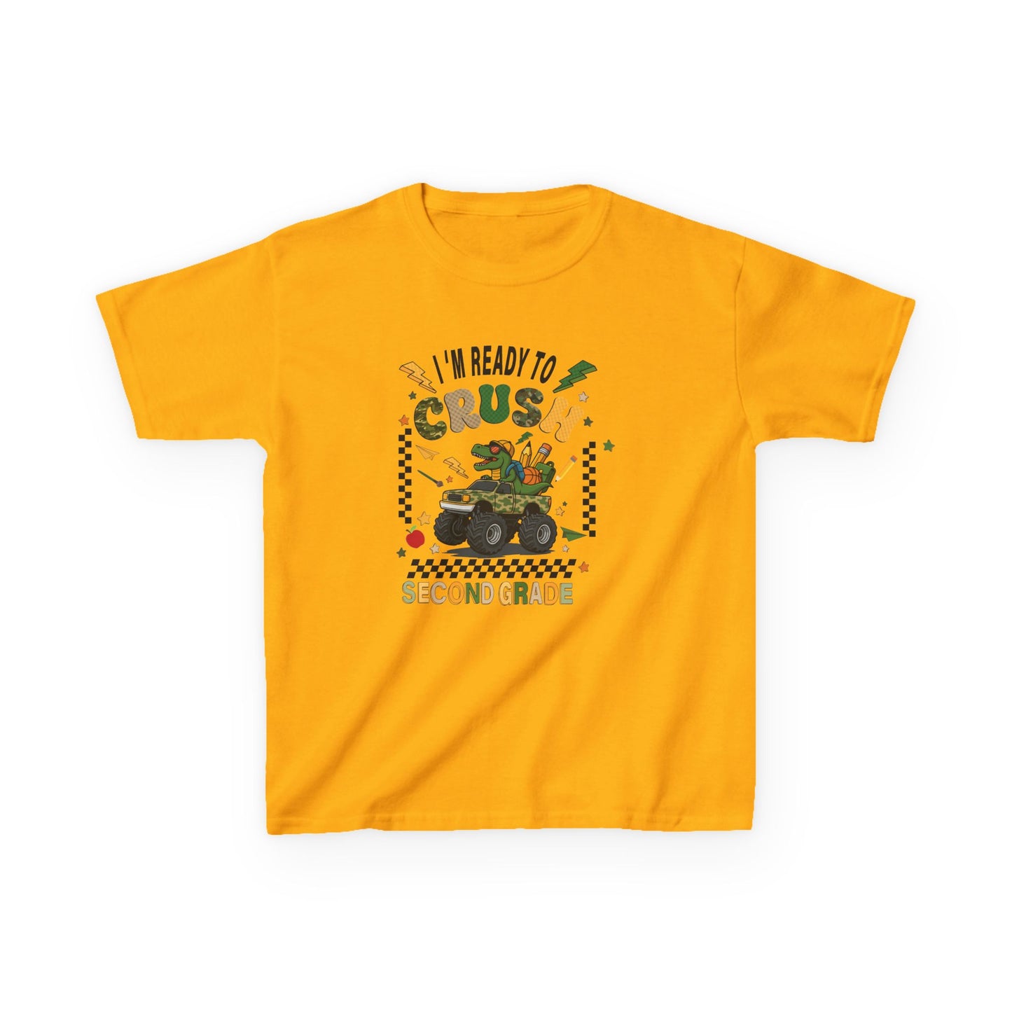 Kids Tee — "I'm Ready to Crush Second Grade" Monster Truck Back-to-School Shirt