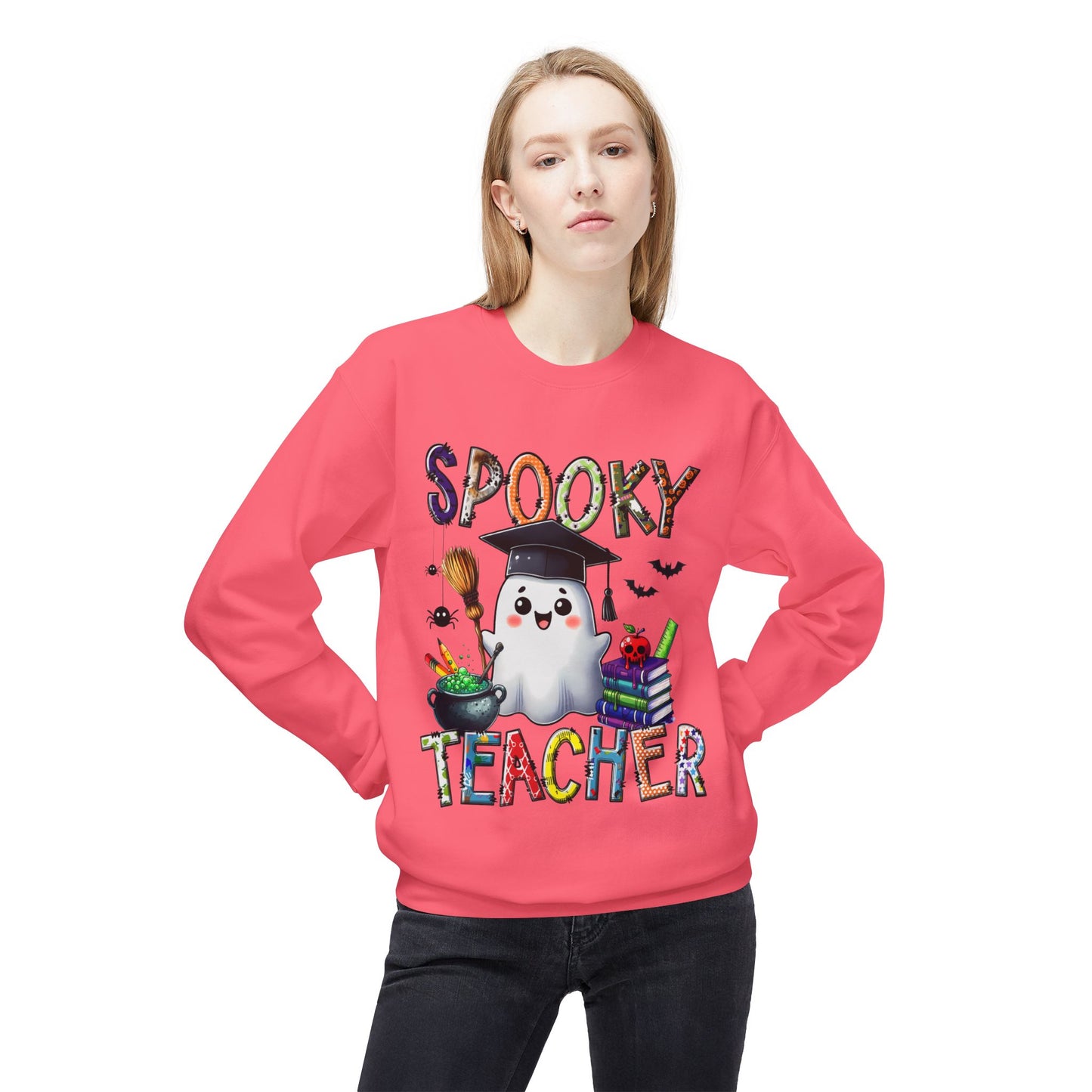 Spooky Teacher Sweatshirt – Halloween Ghost Teacher Crewneck