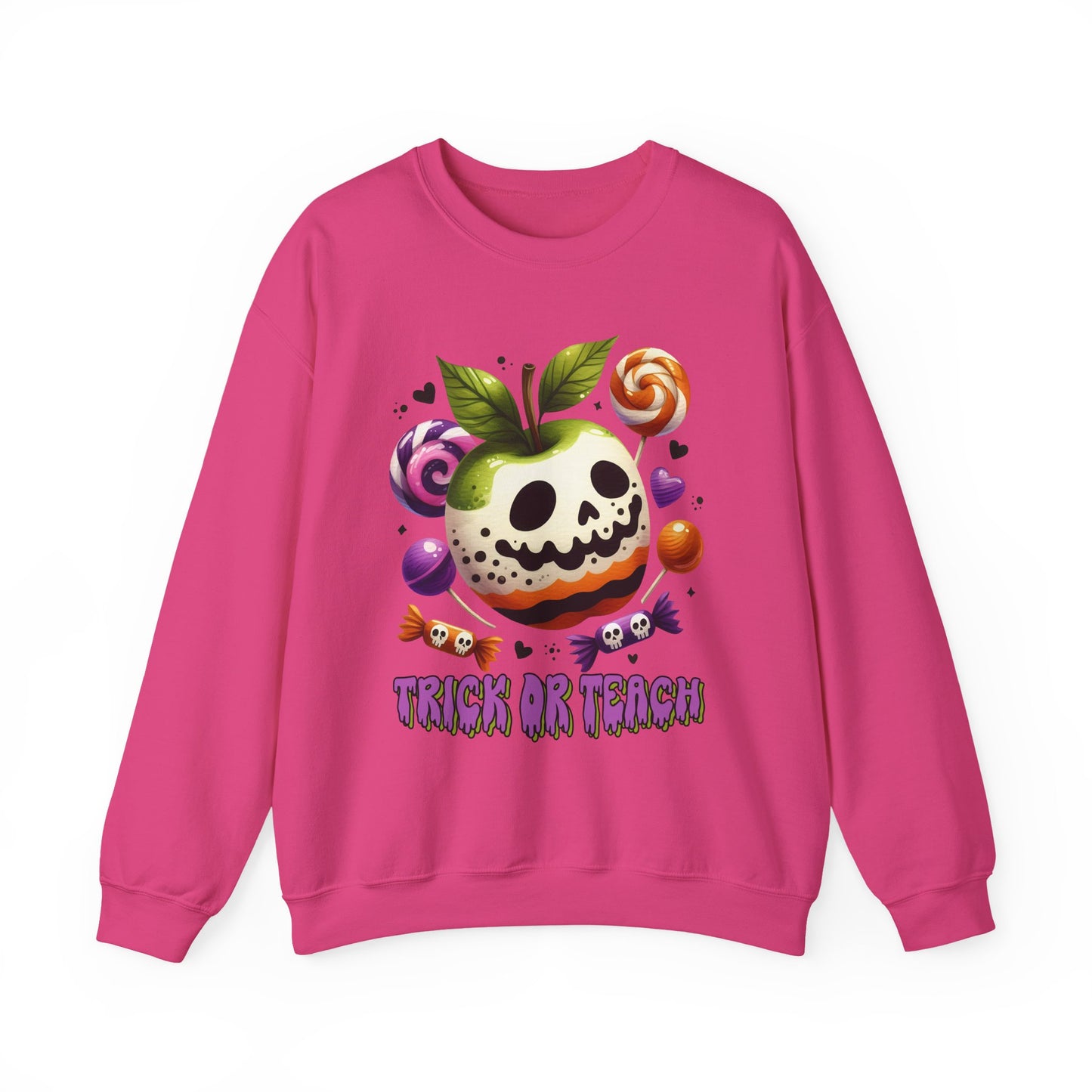 Trick or Teach Teacher Sweatshirt — Candy Apple “Trick or Treat” Crewneck