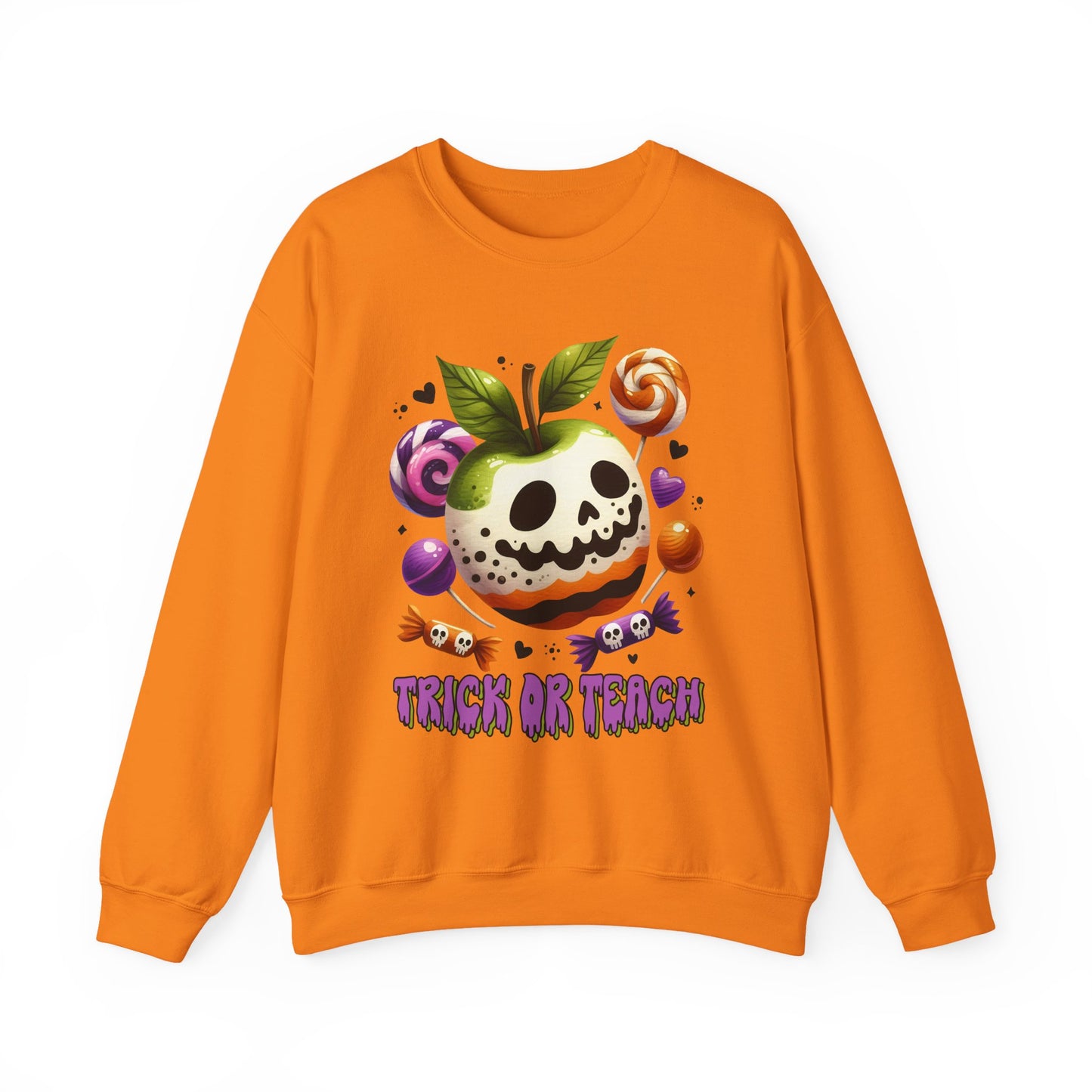 Trick or Teach Teacher Sweatshirt — Candy Apple “Trick or Treat” Crewneck