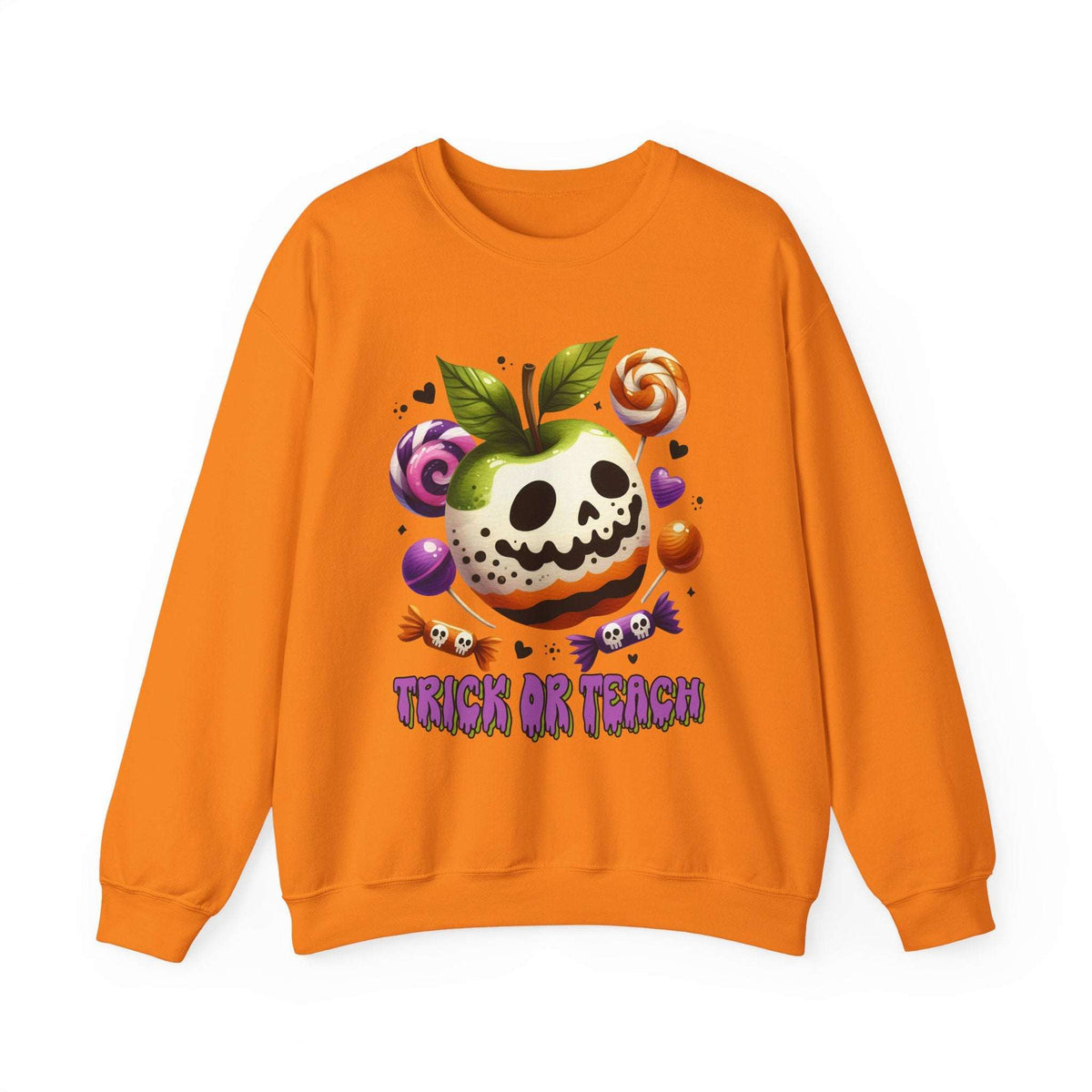 Trick or Teach Teacher Sweatshirt — Candy Apple “Trick or Treat” Crewneck