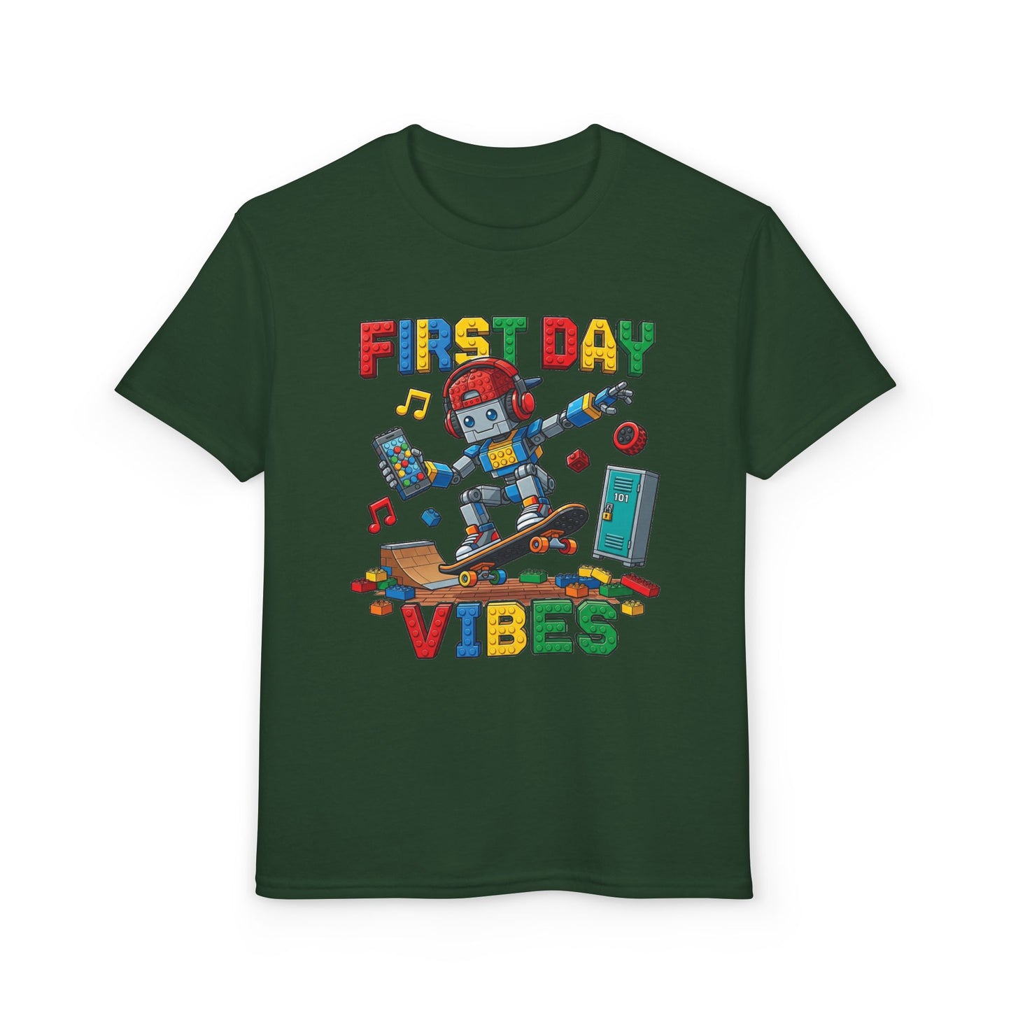 "First Day Vibes" Skateboard Robot Youth Tee