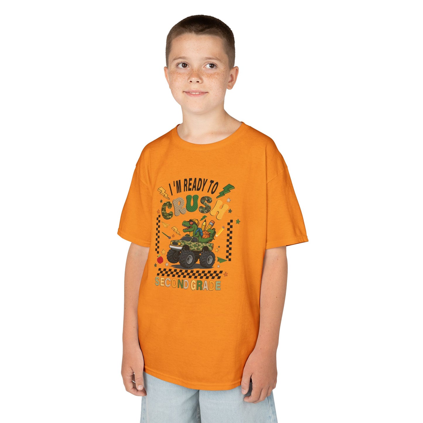 Kids Tee — "I'm Ready to Crush Second Grade" Monster Truck Back-to-School Shirt